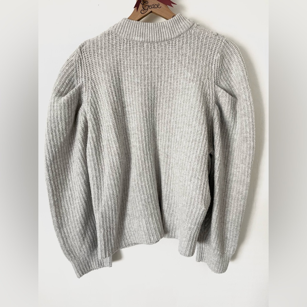 A New Day Light Gray Ribbed Sweater XXL Soft Stretch Puffed Shoulder Clean Girl - Picture 3 of 11
